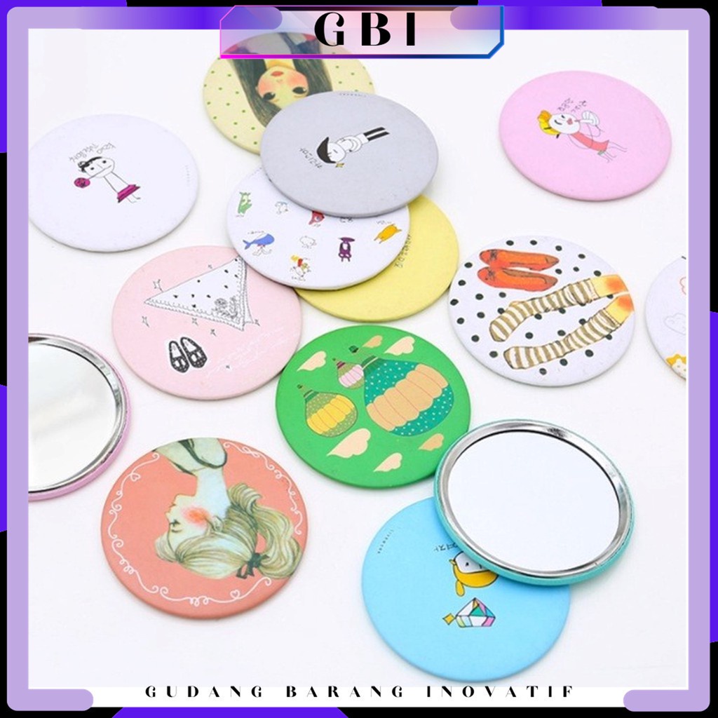 Jual GBI Cermin Bulat Karakter Kaca Cermin Make Up Mini Kaca Travelling