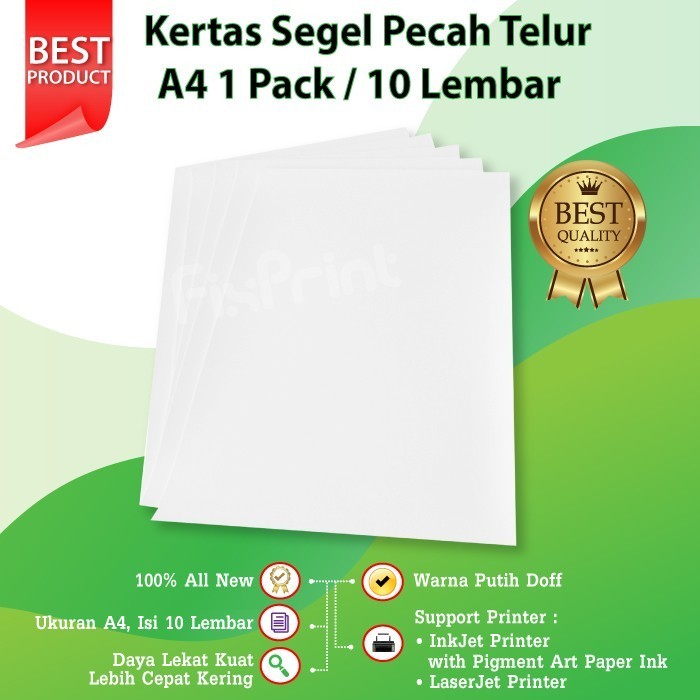 Jual Stiker Segel Pecah Telur A4 Lembaran Kertas Paper Sticker Garansi