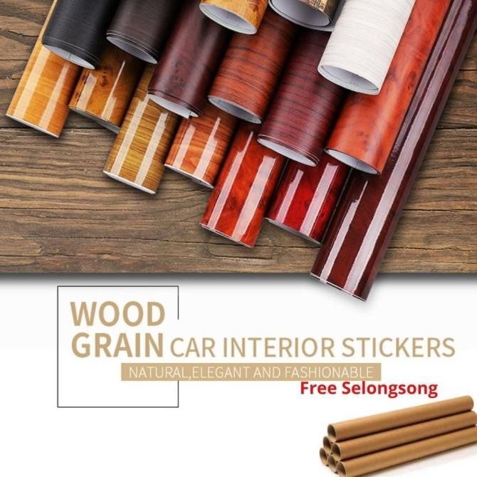 Jual Sticker 3D Vinyl Wood Panel Kayu Stiker Dashboard Interior Mobil