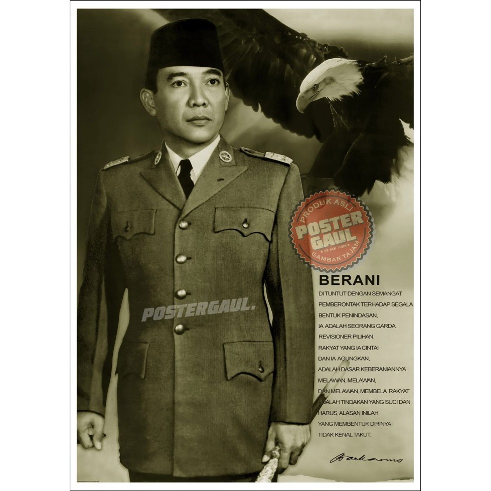 Jual Poster Jumbo Presiden Soekarno Berani Skn02 Ukuran 50 X 70 Cm