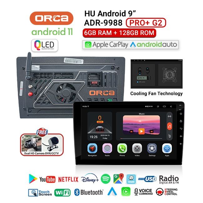 Jual Head Unit Android Auto Carplay 9 Inch Orca Adr 9988 Pro Plus Dvr