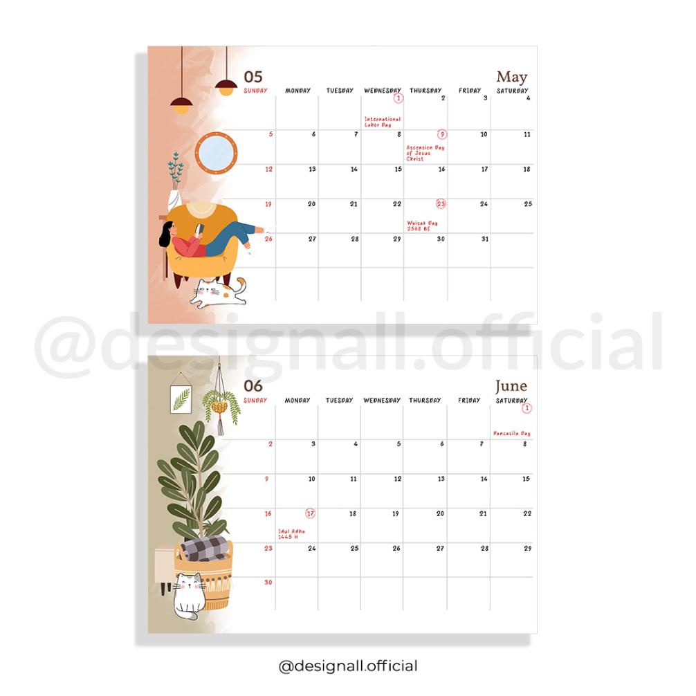 Jual Designall Kalender Aesthetic Meja Kalender Duduk Spiral Fm