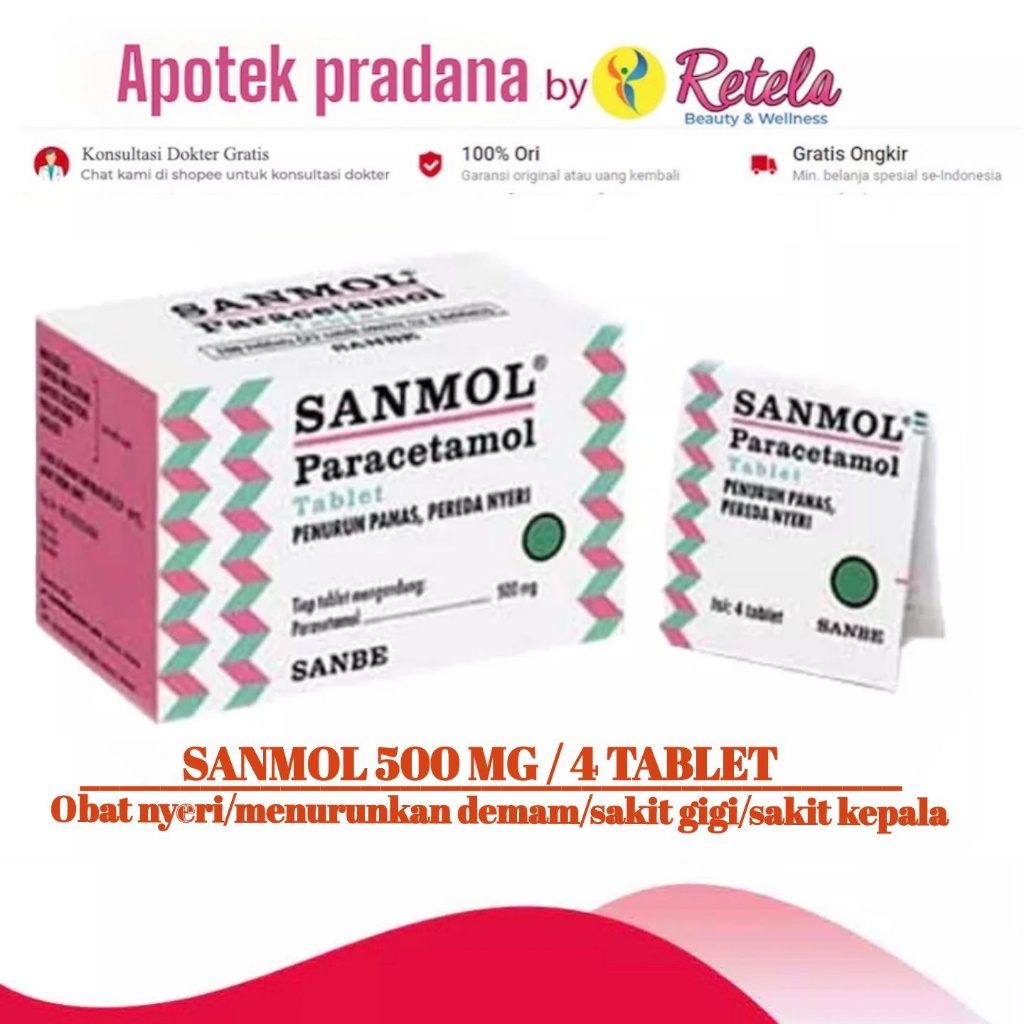 Jual SANMOL 500MG 1 STRIP ISI 4 TABLET Shopee Indonesia