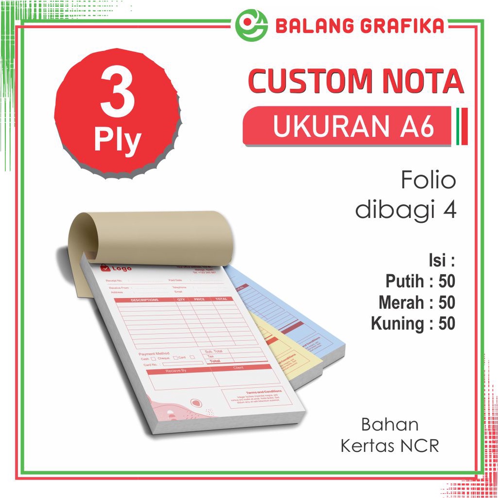 Jual Cetak Nota Toko Laundry Bon Faktur Surat Jalan Kwitansi Custom