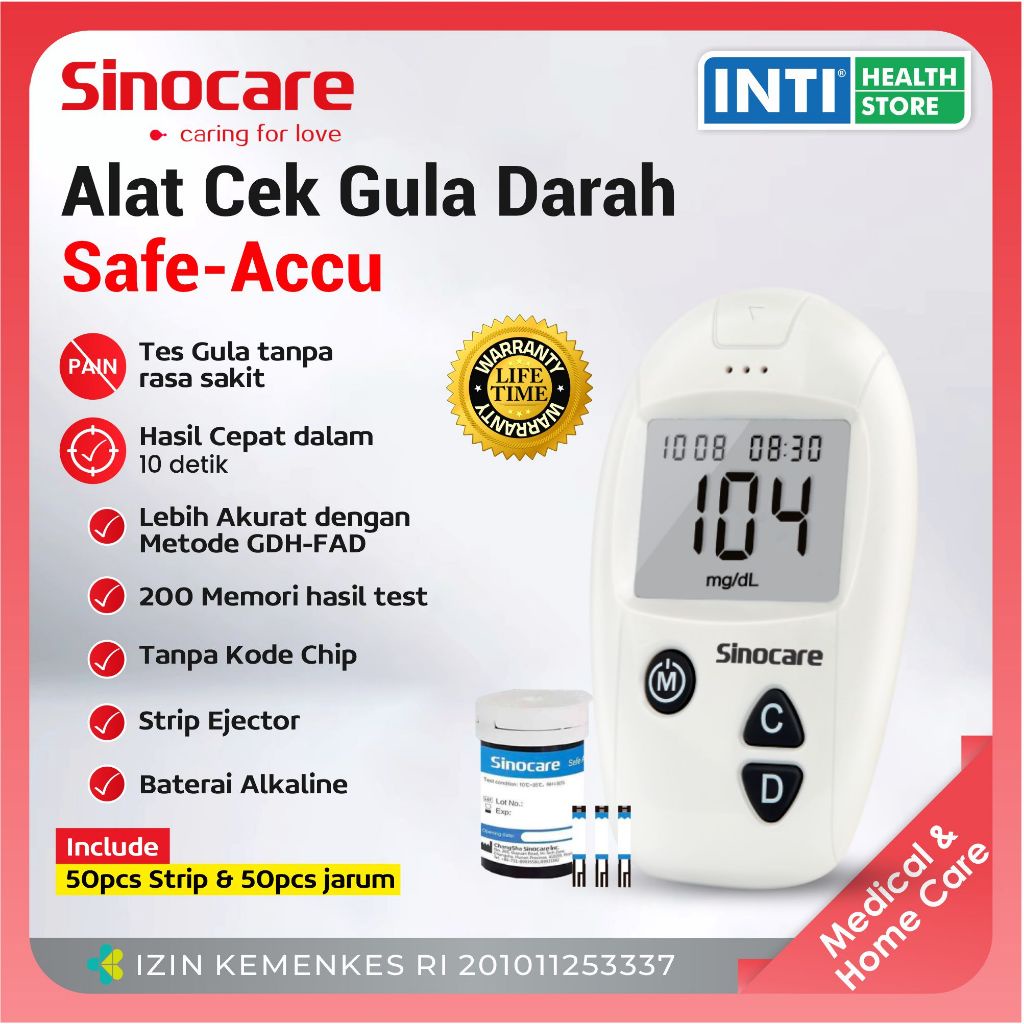 Jual Sinocare Alat Cek Gula Darah Safe Accu Alat Cek Kadar Gula