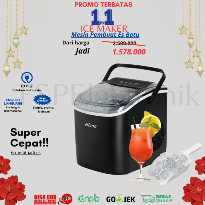 Jual HICON HZB 16M ICE MAKER 15Kg MESIN PEMBUAT ES BATU RUMAH CAFE