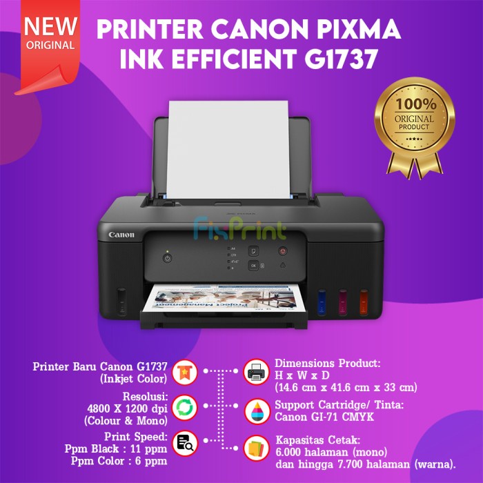 Jual Printer Canon PIXMA Ink Efficient G1737 Pengganti Printer G1010