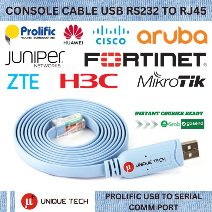 Jual Console Cable Usb Rs To Rj For Cisco Huawei Router Kabel