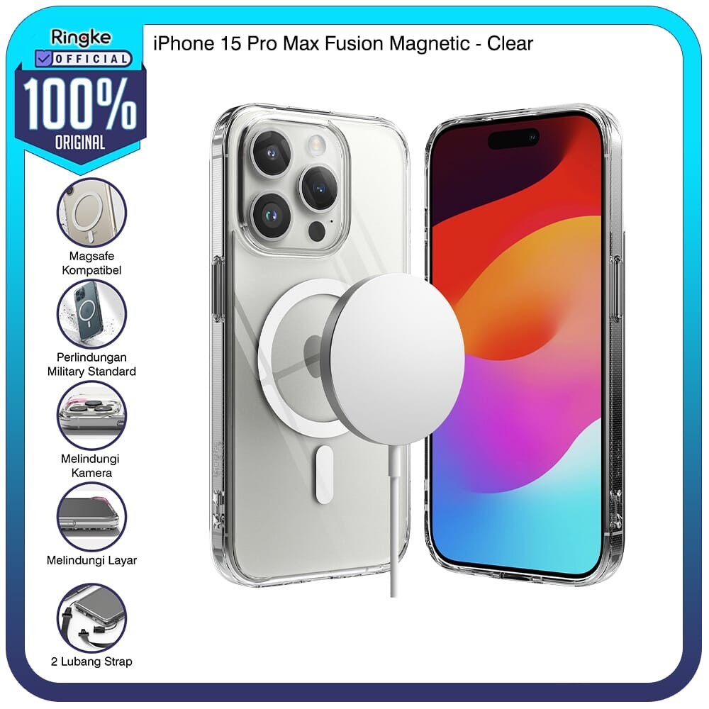 Jual Ringke IPhone 15 Pro Max Fusion Magnet Magsafe Clear Anti Crack