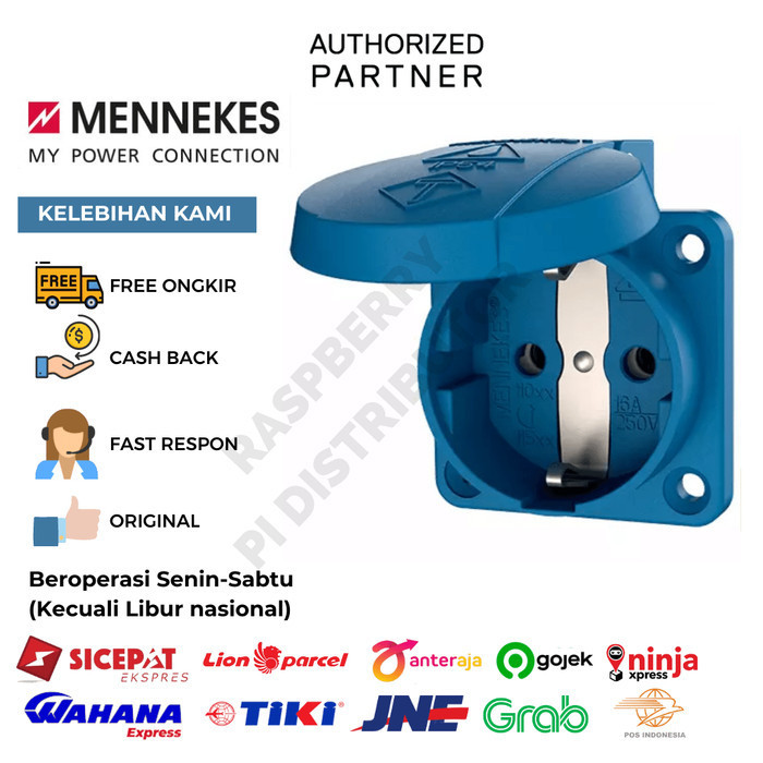 Jual Mennekes Type 11011 Schuko Panel Mount Receptacle Blue Shopee