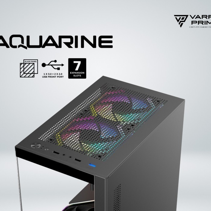 Jual Casing Gaming Varro Aquarine Black 3 Fan Rgb Side Tempered Glass