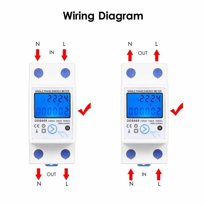 Jual Meteran Listrik Digital Bisa Direset Kwh Watt Meter Din Rail 230V