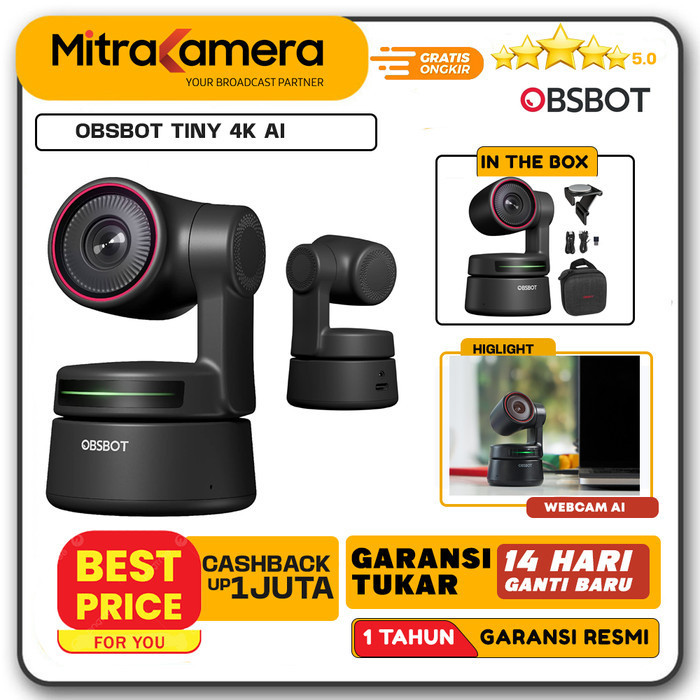 Jual Bebas Ongkir Obsbot Tiny K Ai Powered Ptz K Kamera Webcam