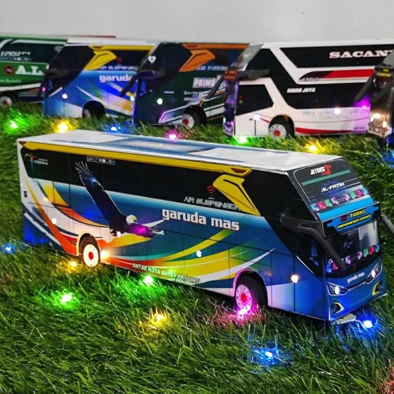 Jual Viral Miniatur Bus Telolet Basuri Akap Full Lampu Telolet Basuri