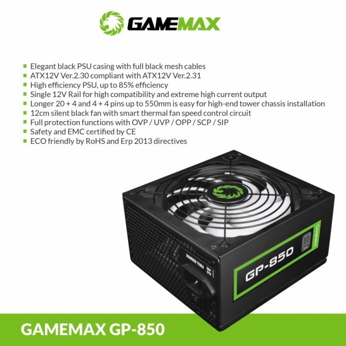 Jual Gamemax Gp850 Power Supply 850W 80 Bronze Gp 850 Psu 850Watt