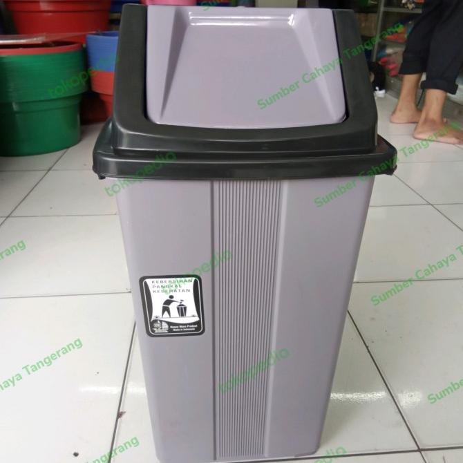 Jual Produk Unggulan Tempat Sampah Segi Tutup Liter Abu Abu Yutaka