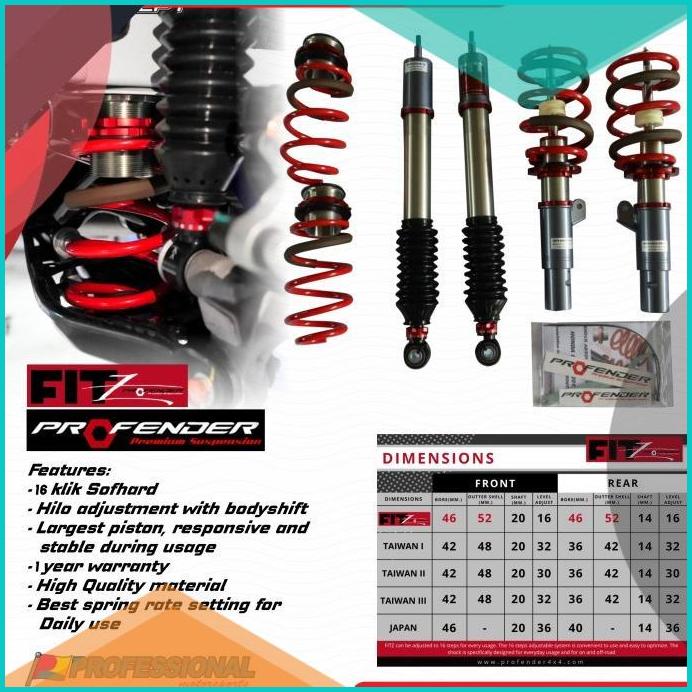 Jual Shockbreaker Suspensi COILOVER PROFENDER FITZ Civic Turbo Hatch FC