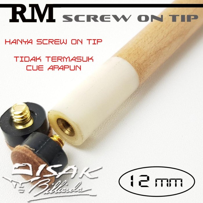 Jual Rm Screw On Tip 12 Mm Cue Tips Baut Besi Stick Billiard Stik