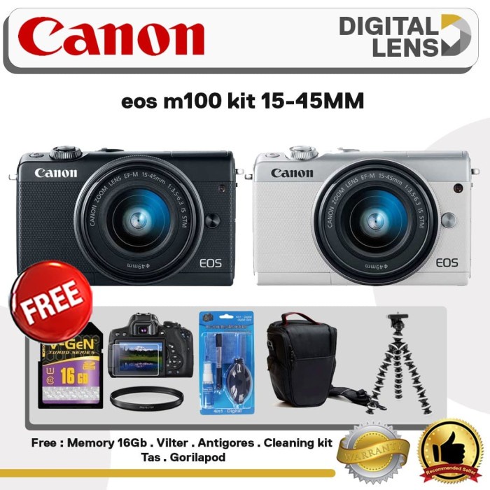 Jual Kamera Canon Eos M100 Kit 15 45 Paketan Lengkap Shopee Indonesia