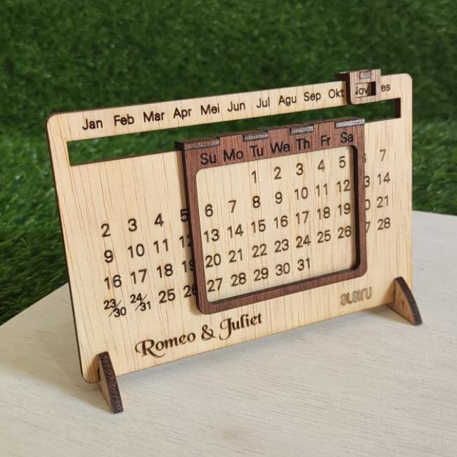 Jual Kalender Kayu Sepanjang Masa Calendar Abadi Aesthetic Shopee