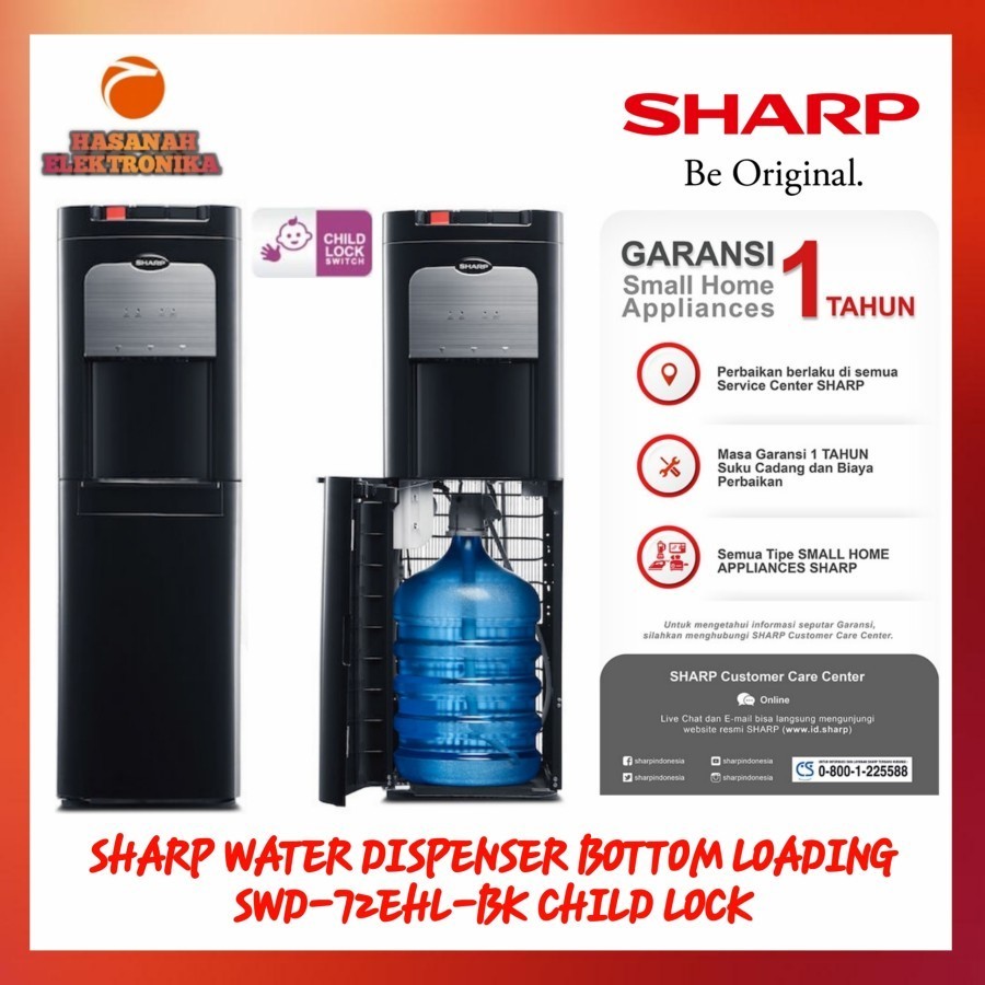 Jual SHARP WATER DISPENSER BOTTOM LOADING SWD 72EHL BK BLACK Shopee