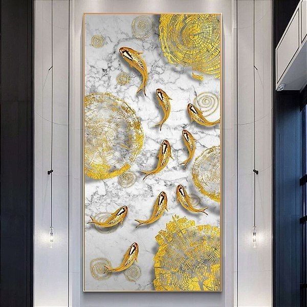 Jual Lukisan Ikan Koi Gold Modern Art Teksture Estetik Shopee Indonesia