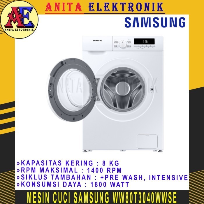 Jual MESIN CUCI SAMSUNG 8 KG FRONT LOADING WASHER WW80T3040WW SE