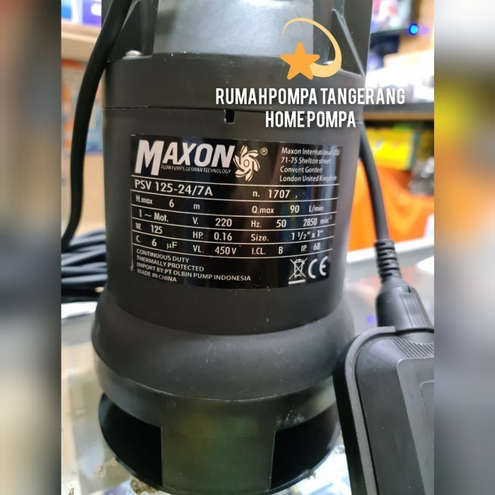 Jual Pompa Celup Maxon Psv 125 24 7A Pompa Kolam Ikan Koi 125 Watt