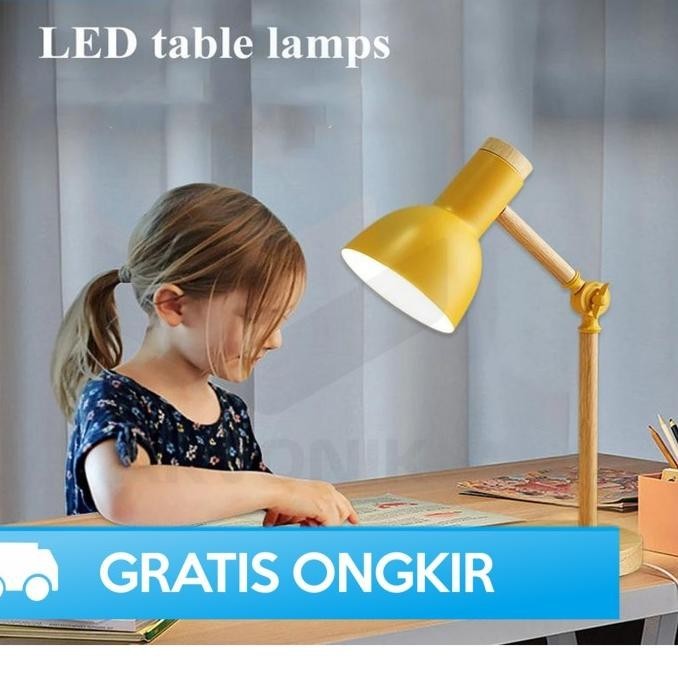 Jual Lampu Baca Meja Belajar Kayu Led Portable Fleksibel Nordic Wooden