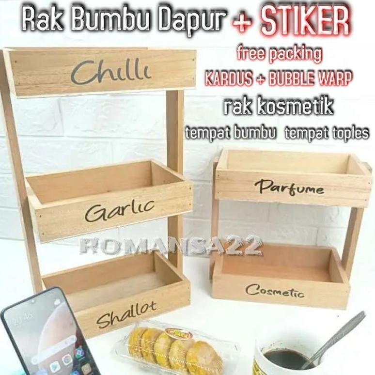 Jual Rak Bumbu Dapur All In Kayu Jati Belanda Laci Susun Free