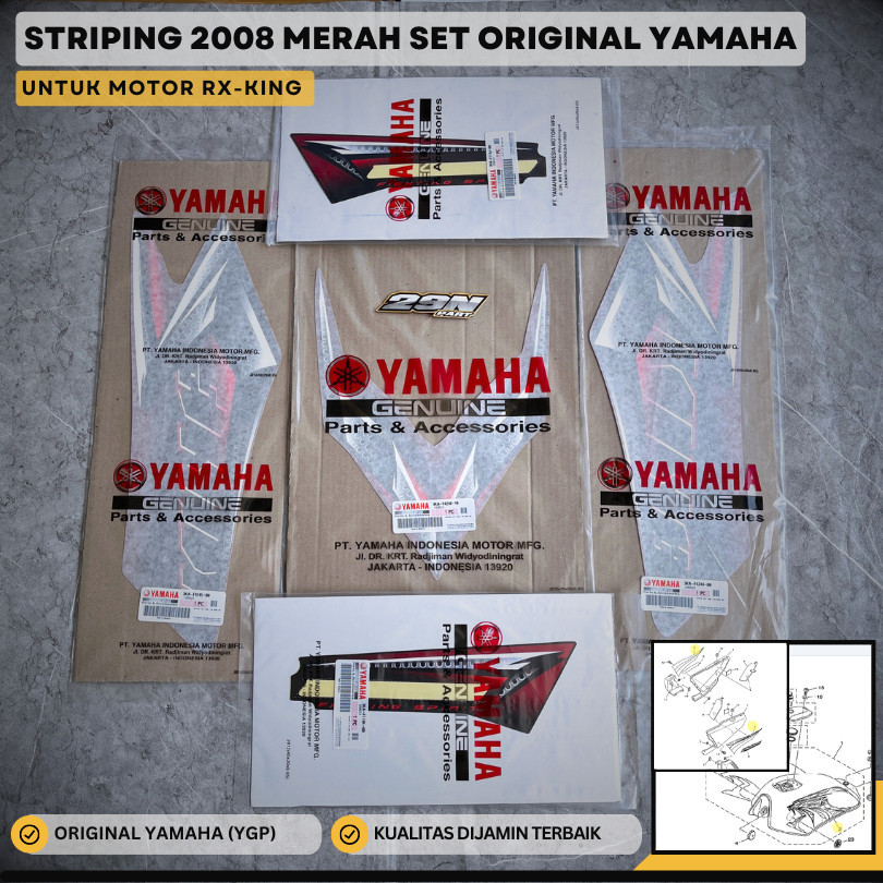 Jual Striping Sticker Tangki Tank Dop Aki Set Merah Rx King