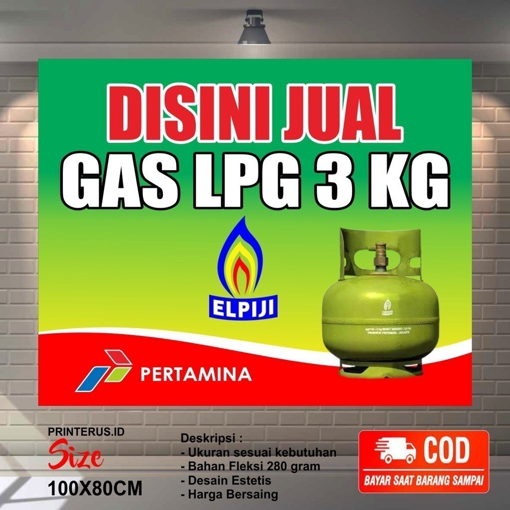 Jual Spanduk Banner Agen LPG 3 KG Murah Ukuran 100x80cm Bisa Bayar COD