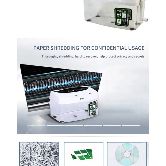 Jual Deli Penghancur Kertas Manual Paper Shredder Kapasitas 1 Lembar