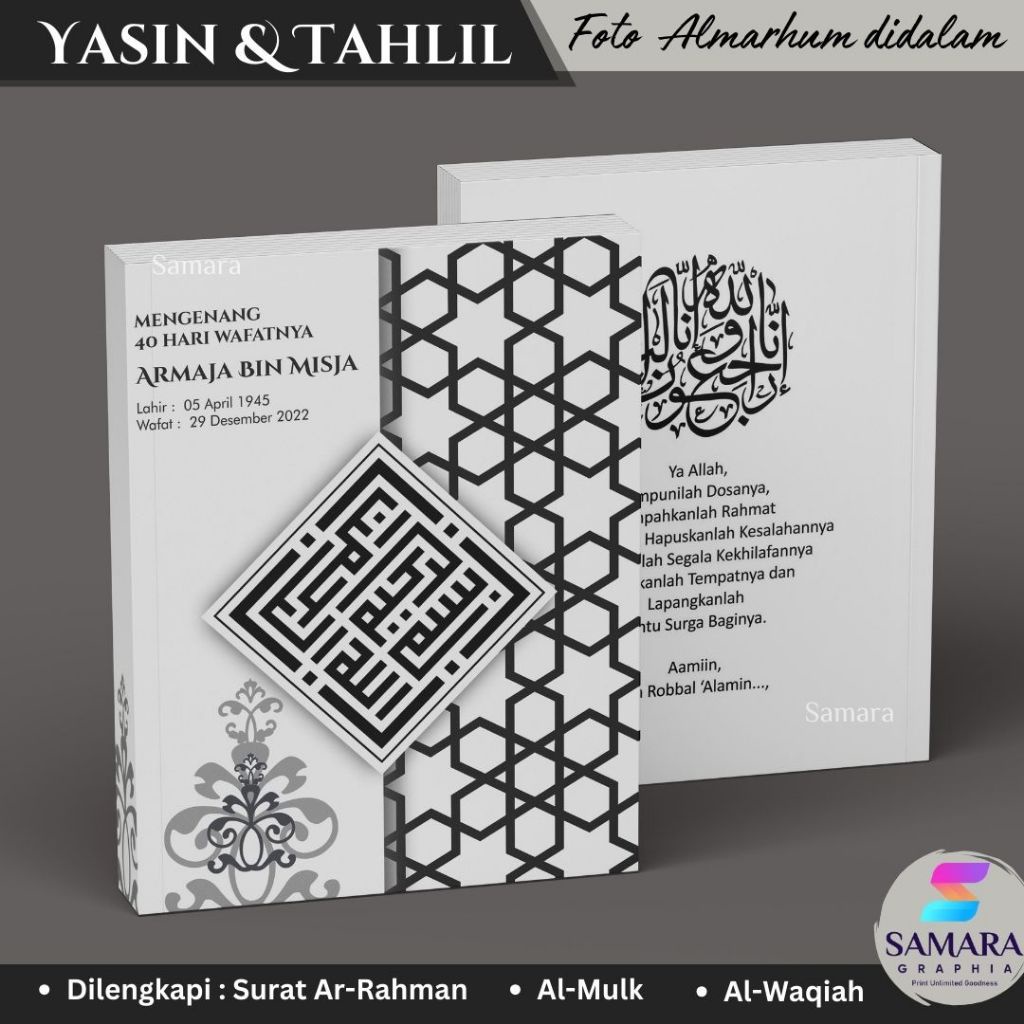 Jual Buku Yasin Dan Tahlil Custom Softcover Foto Almarhum