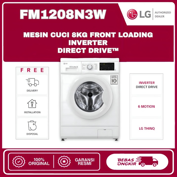 Jual Mesin Cuci Front Loading Kg Lg Fm N W Inverter Direct Drive