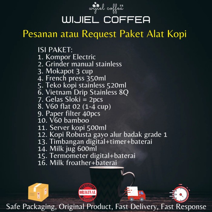 Jual Baru Paket Alat Kopi Manual Brew Komplit Mini Usaha Kedai Kopi