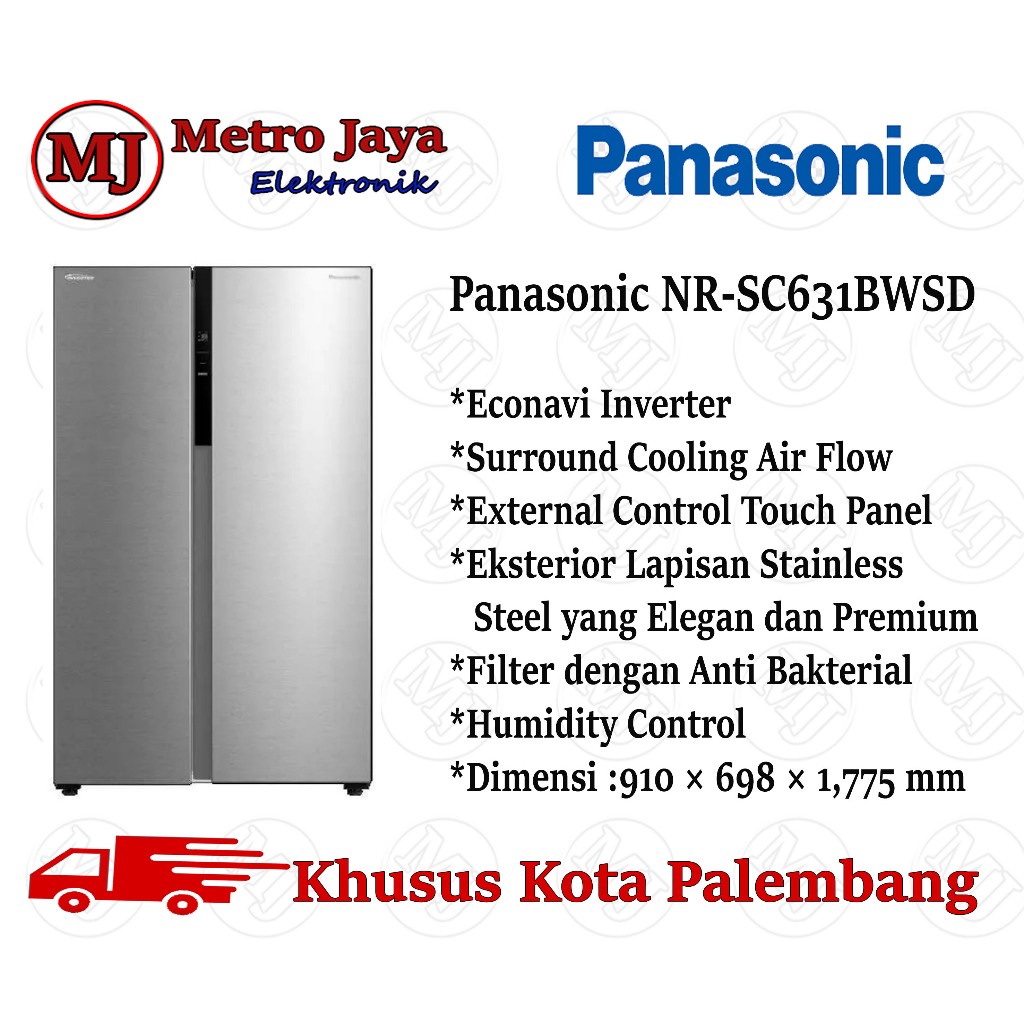 Jual Panasonic Kulkas Side By Side NR SC631BWSD 592 Liter Infinite