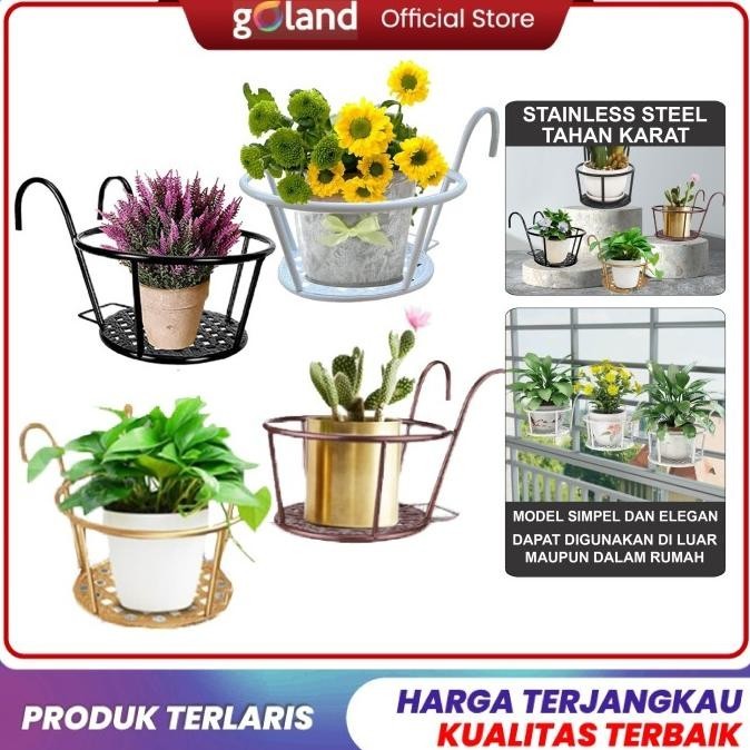 Jual Goland Iron Frame Pot Gantung Besi Balkon Pot Rak Bunga Besi