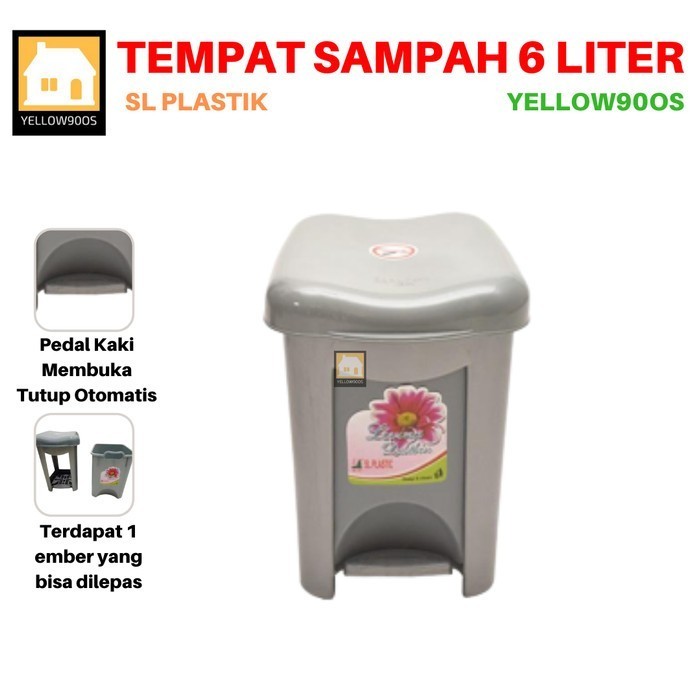 Jual Tempat Sampah Tempat Sampah Injek Livina Dust Bin Liter Silver