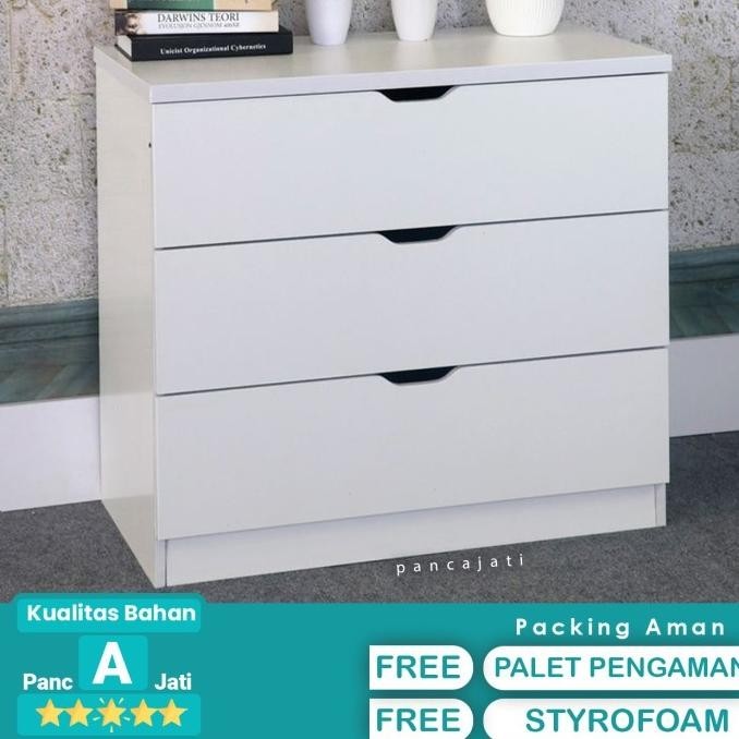 Jual Nakas Bedside Table Drawer Pakaian Modern Warna Putih Laci