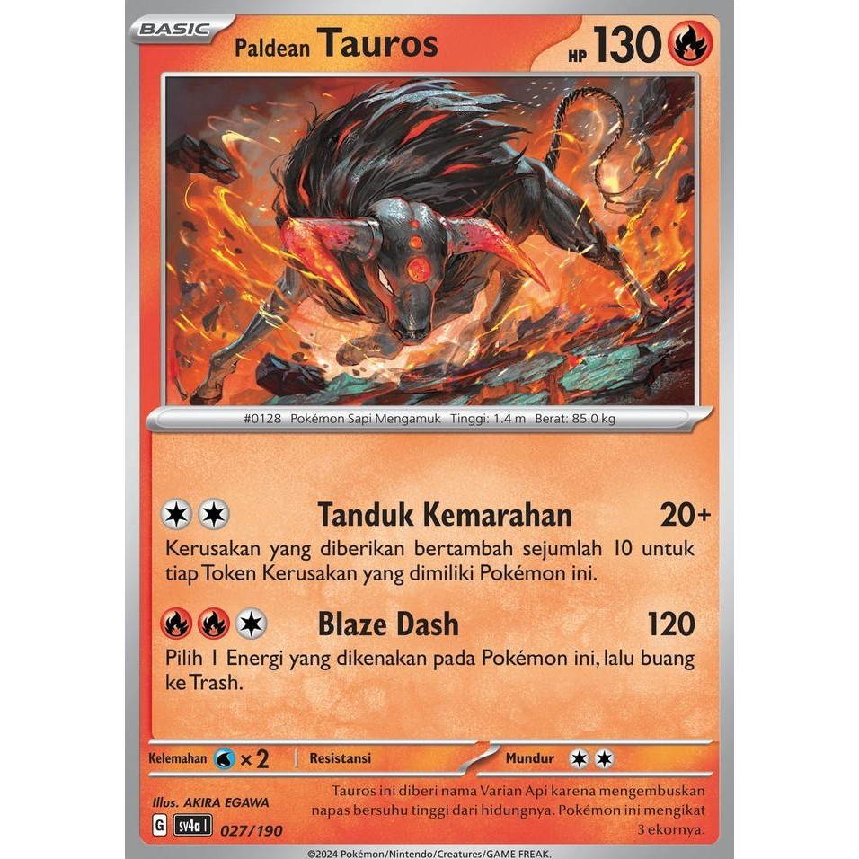 Jual Paldean Tauros Sv A Harta Berkilau Pokemon Tcg Bahasa