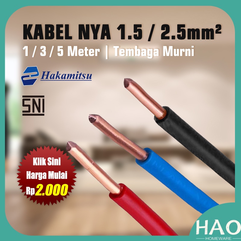 Jual Per Meter Kabel Kawat NYA 1 X 1 5mm 2 5mm Kabel Listrik