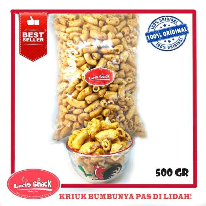 Jual Makaroni Bumbu Rujak Pedas Manis Gurih Renyah Kiloan Curah 500