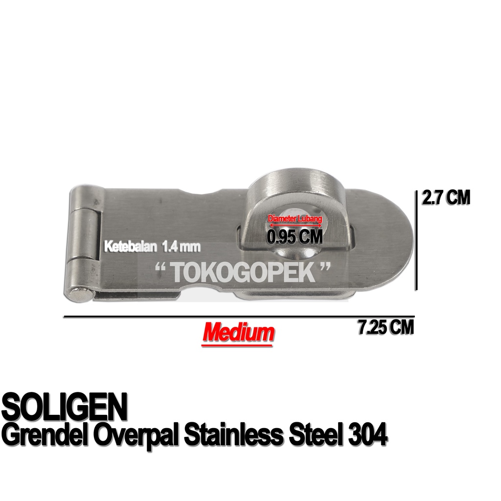 Jual Soligen Overpal Small Medium Large Stainless Steel Grendel