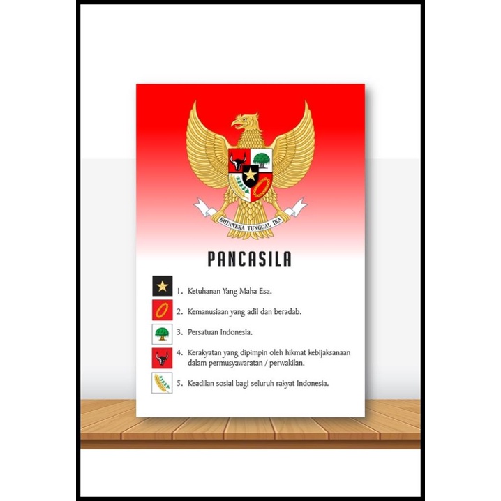 Jual Gratis Ongkir Poster Kayu Pancasila Hiasan Dinding Lambang Negara