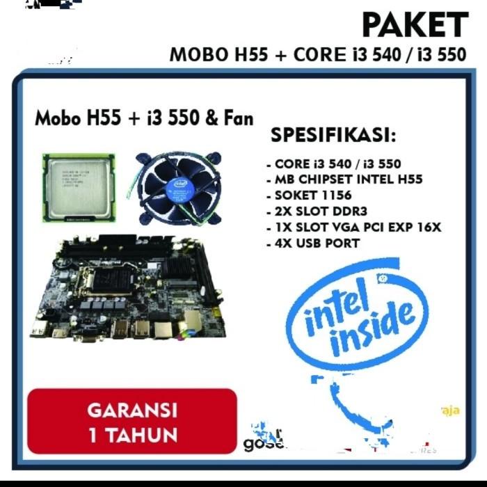 Jual PAKET MOTHERBOARD H55 PROCESSOR INTEL CORE I3 550 GARANSI 1 TAHUN