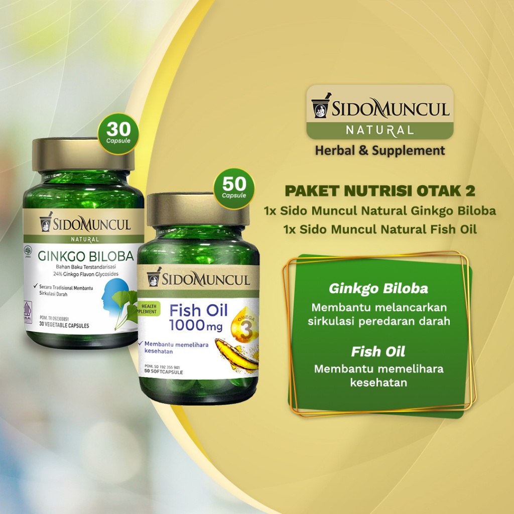 Jual Paket Nutrisi Otak 2 Sido Muncul Natural Ginkgo Biloba Sido