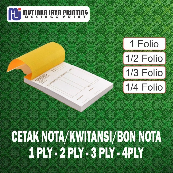 Jual Terlaris Cetak Nota 1 Rim 2 Ply Rangkap Custom Ncr Invoice Bon