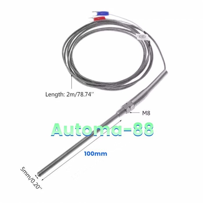 Jual Ready Thermocouple Type K Probe 10cm 100mm Kabel 2m Drat M8 Sensor