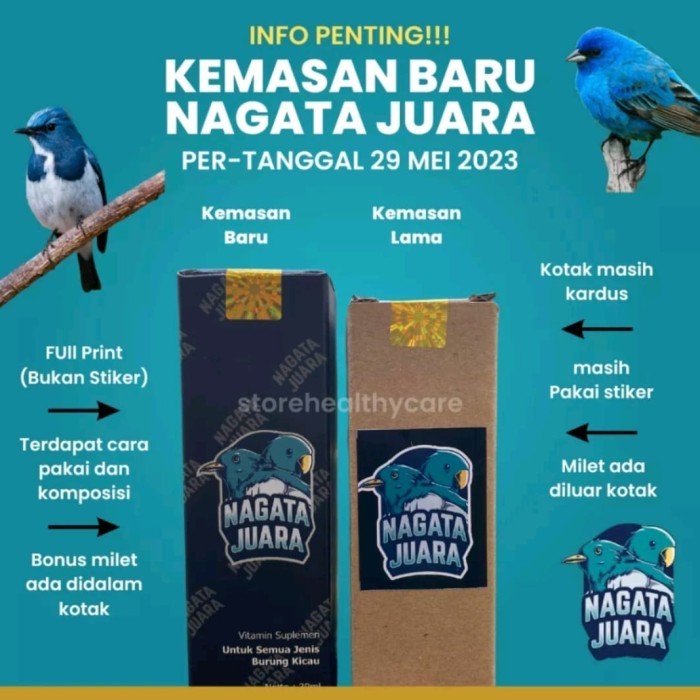 Jual Vitamin Burung Juara Nagata Juara Kemasan Terbaru Original